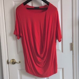 Universal Standard Red Draped Short Sleeve Tee